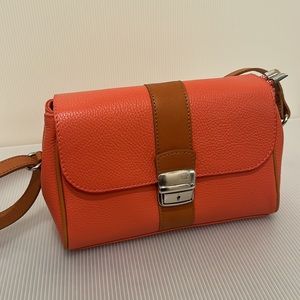 New! Made in Italy pebble leather shoulder bag, pinkish coral,new without tags.